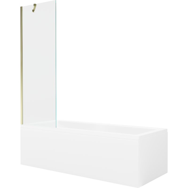 Wanna prostokątna Mexen Cubik 170 x 70 cm z obudową i parawanem 1-skrzydłowym 60 cm transparent złoty 1 kpl.