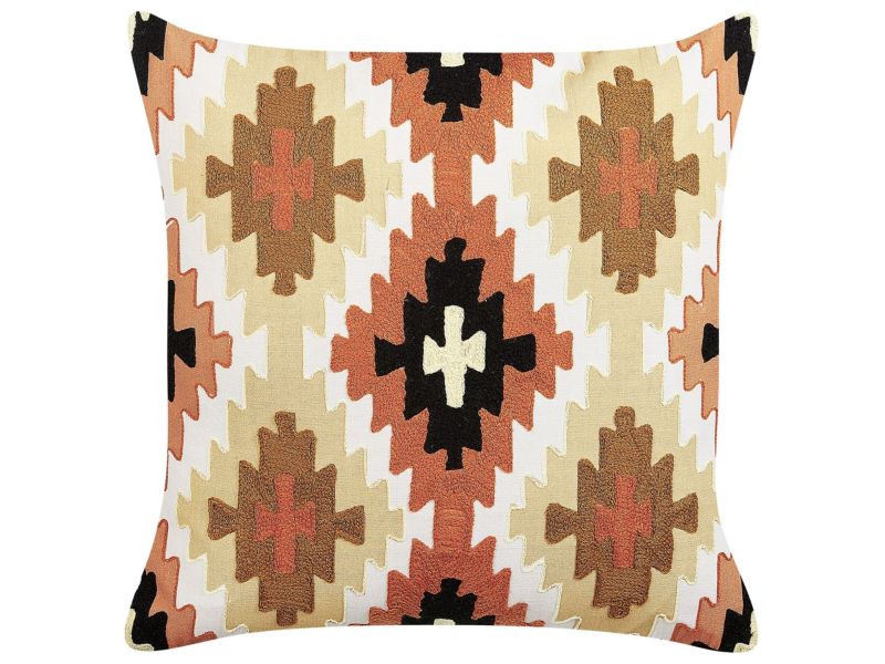 Poduszka dekoracyjna Serampore Boucle 50 x 50 cm Geometryczny Haft Kolorowy 1 szt.