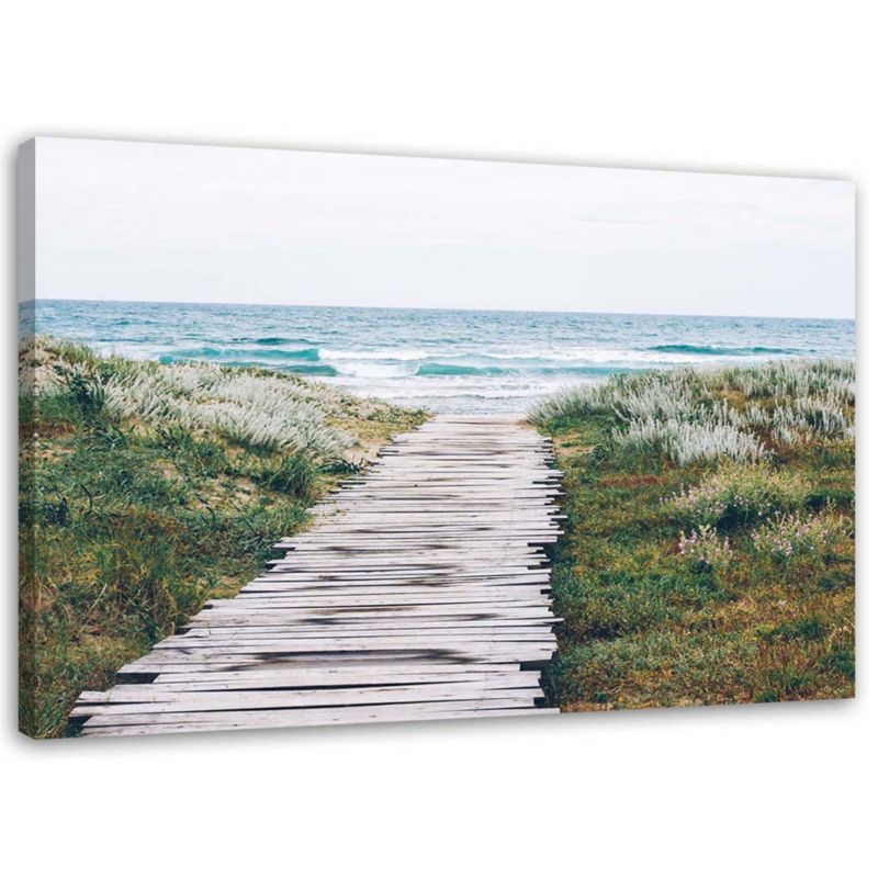 Obraz do salonu pokoju biura Feeby Morze Plaża Ścieżka Zielony 90x60cm 1szt