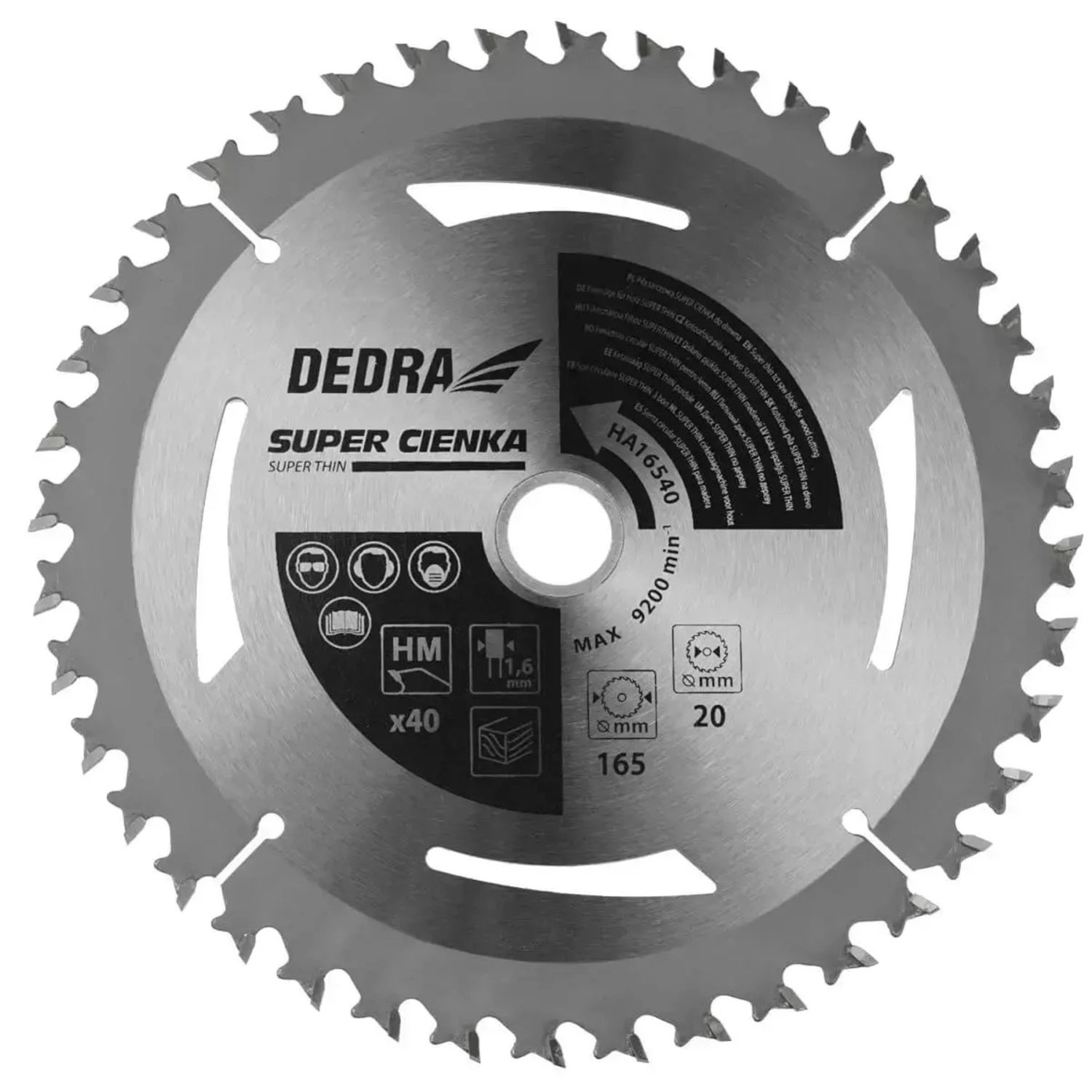 Dedra Piła tarczowa do drewna 165x16 mm 40T super thin