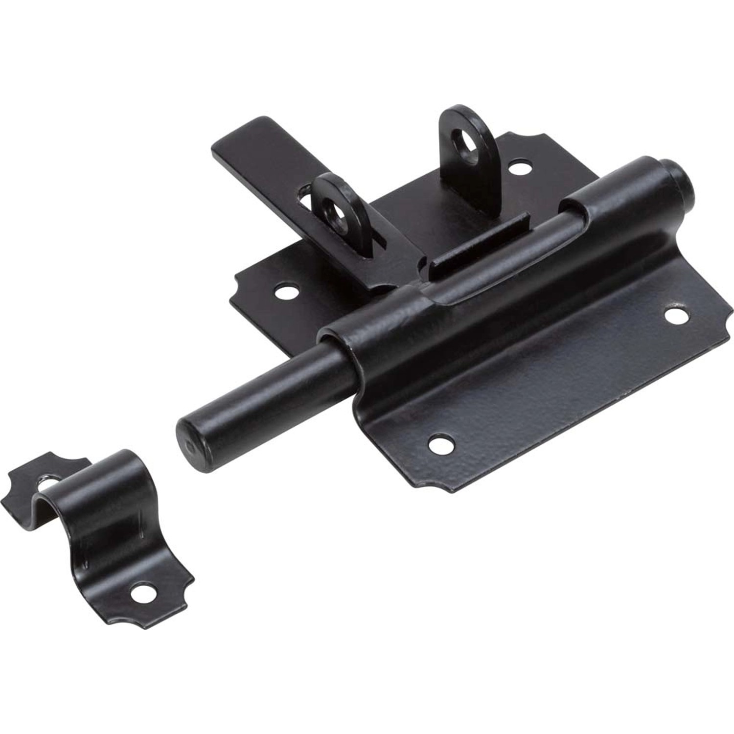 Zasuwka bolcowa 140x52 mm na kłódkę czarna