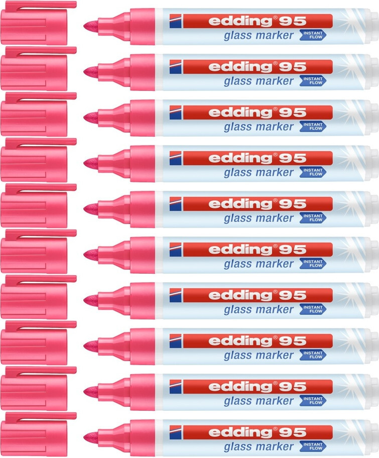 10x Marker do powierzchni szklanych edding e-95, okrągła, 1.5-3 mm, różowy