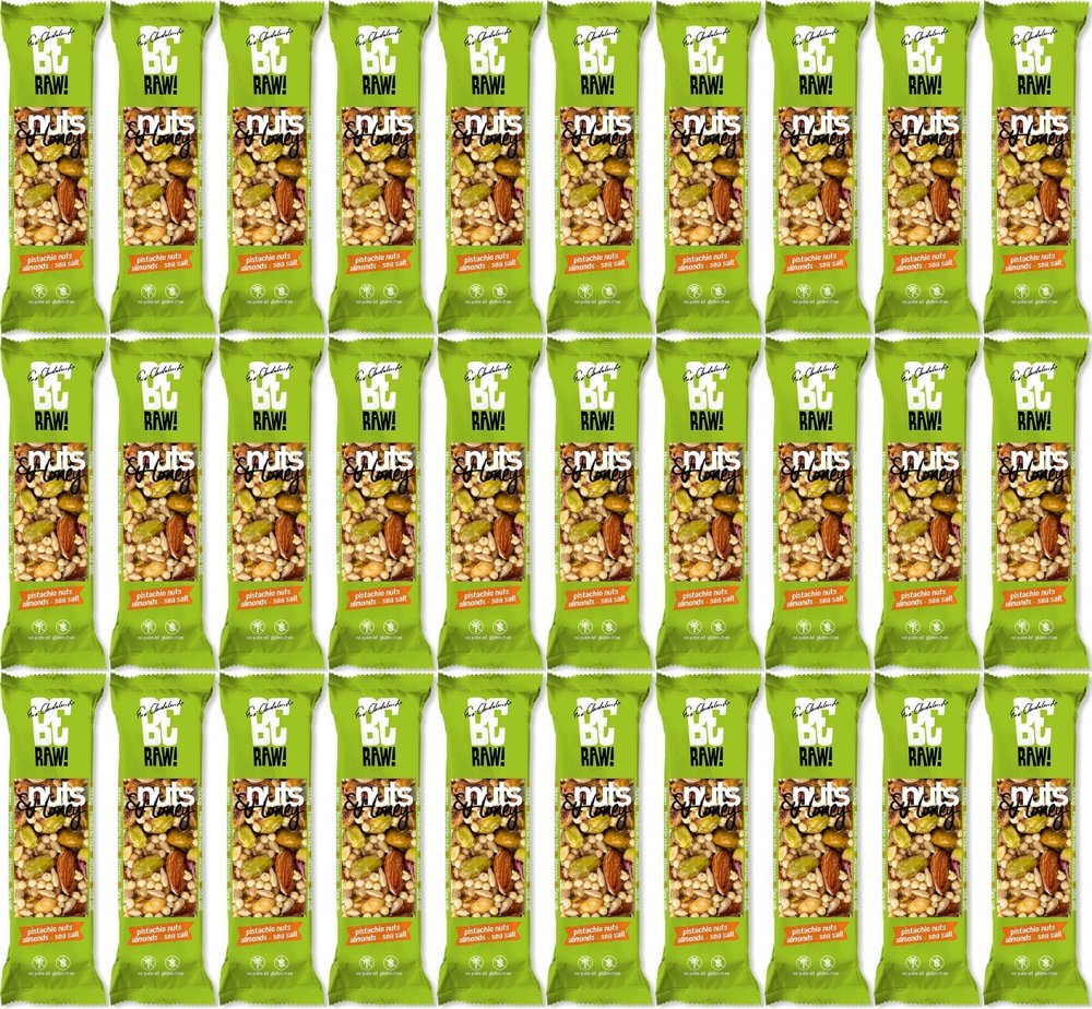 30x Baton orzechowy BeRAW Nuts&Honey pistachio, 30g