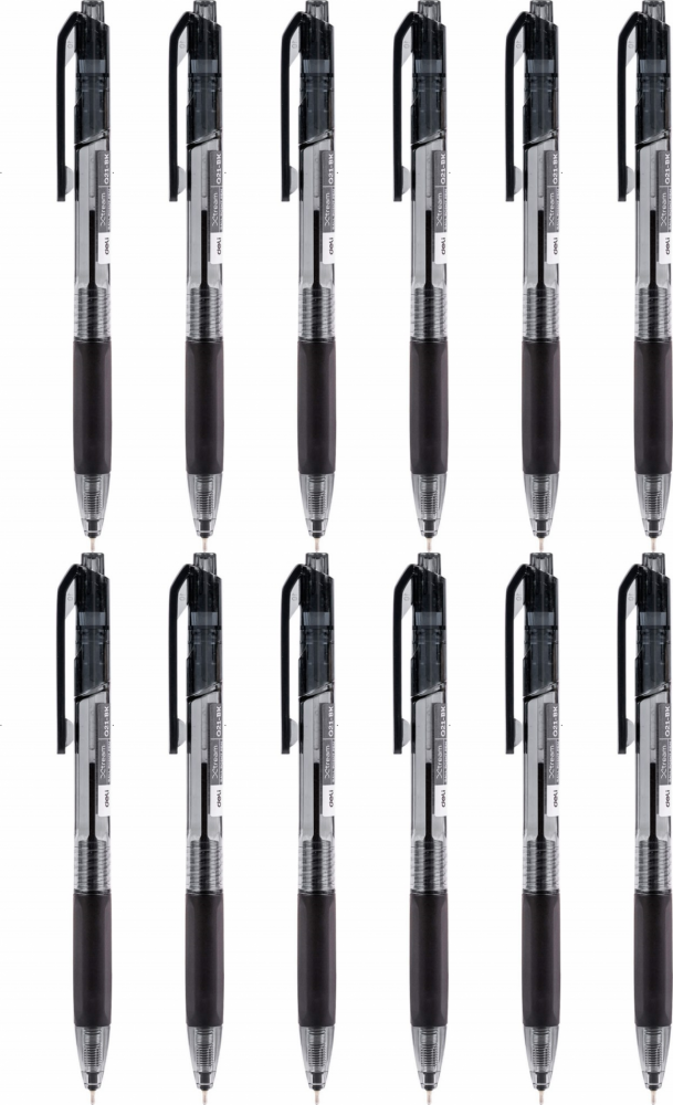 12x Długopis Deli Xtream, automatyczny, 0.7mm, czarny