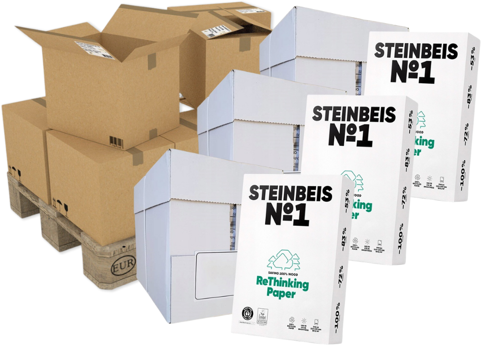 240x Papier ksero ekologiczny Steinbeis No.1, A4, 80g/m2, 500 arkuszy, biały