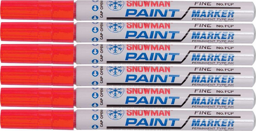 6x Marker olejowy Snowman, średni, okrągła, czerwony