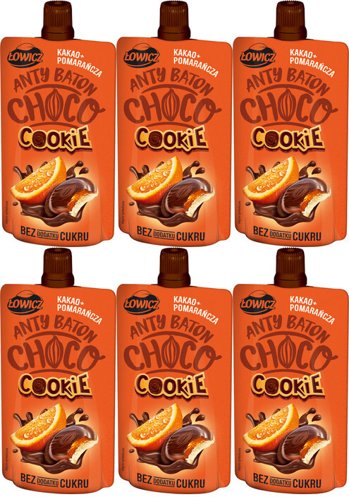 6x Mus antybaton Łowicz Choco Cookie, kakao i pomarańcza, bez cukru, 100g