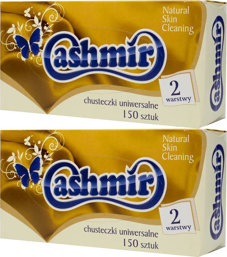 2x Chusteczki higieniczne Cashmir, w kartoniku, 150 sztuk