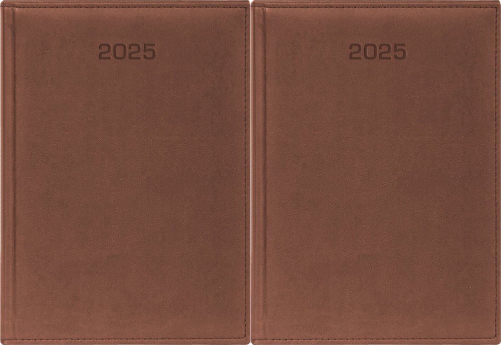 2x Kalendarz książkowy 2025, Udziałowiec, Biznesowy, A4, dzienny, 184 kartki, brązowy