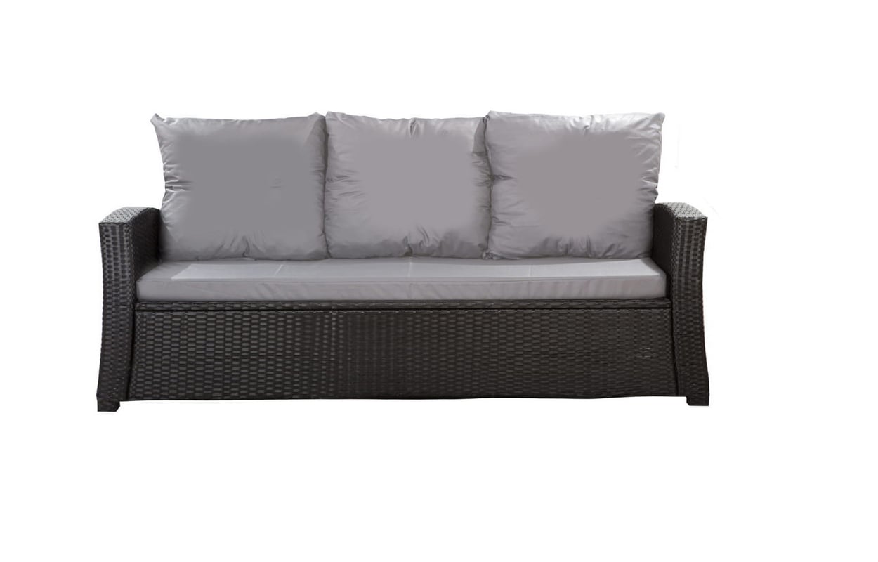 Poduszki na meble ogrodowe technorattanowe sofę 3-osobową 170x50x50cm Szara Zestaw poduszek na meble ogrodowe rattan zdejemowany pokrowiec