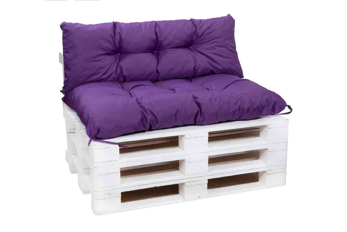 Zestaw poduszek na palety 120x50 Siedzisko-Oparcie 120x40cm poduszki na palety Fioletowe poduszki na palety ogrodowe poduszki na meble