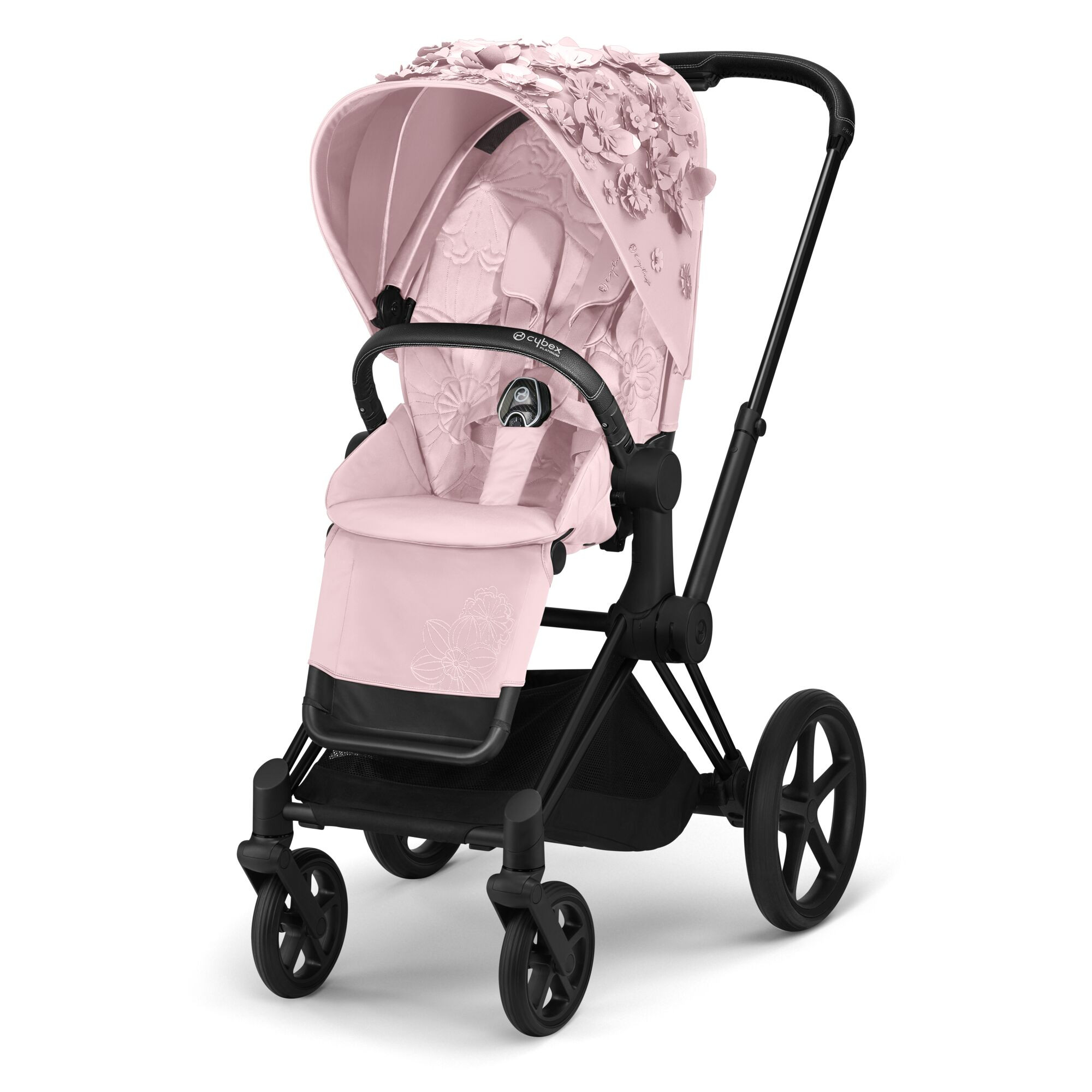 Cybex, Priam 2.0 Fashion Collection - wózek spacerowy -Simply Flowers Pale Blush-Matt Black