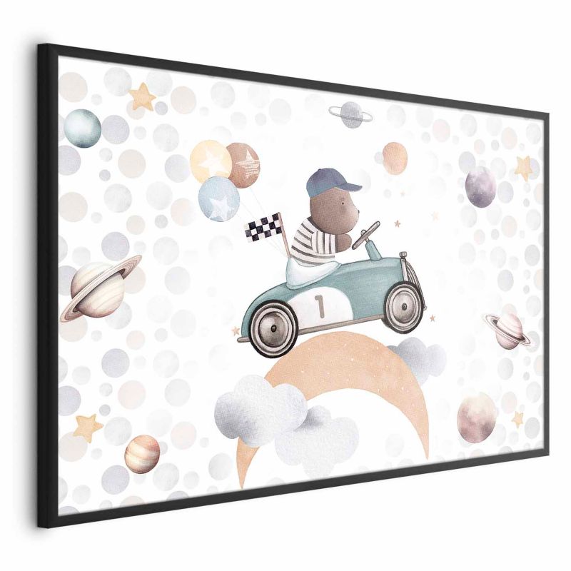 Plakat Artgeist Miś w wyścigówce 90x60 cm z ramą czarną 1 szt