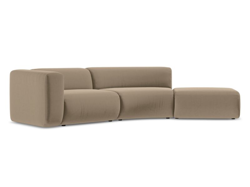 4-osobowa kanapa modułowa prawa Makamii Ekahi z tkaniny welwetowej 335x166 cm jasny beż 1 szt.
