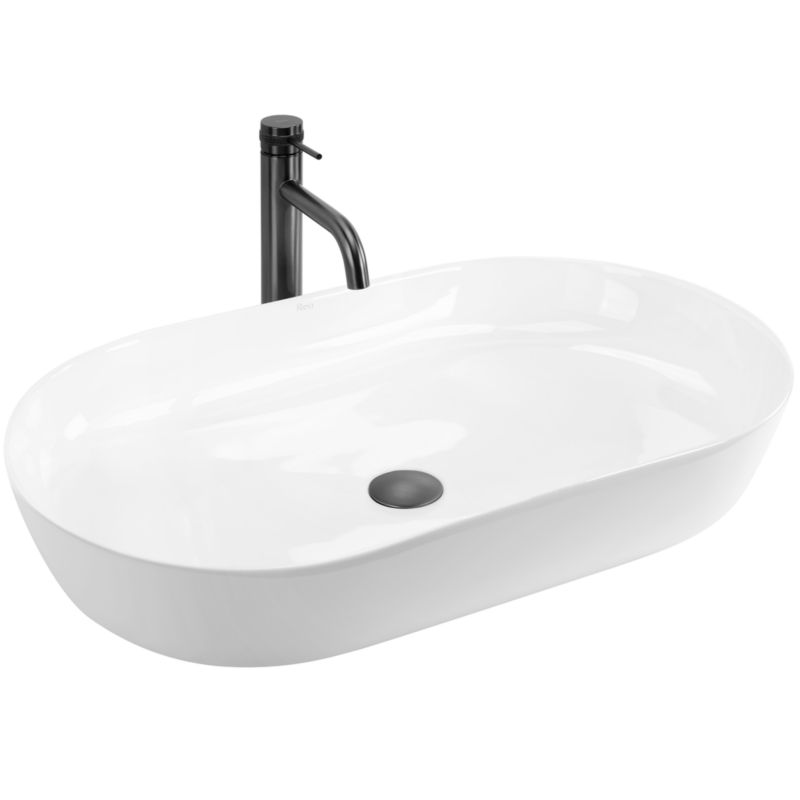 Umywalka Nablatowa Rea Cleo 71 Owalna Biały 39X70X13Cm 1 Szt