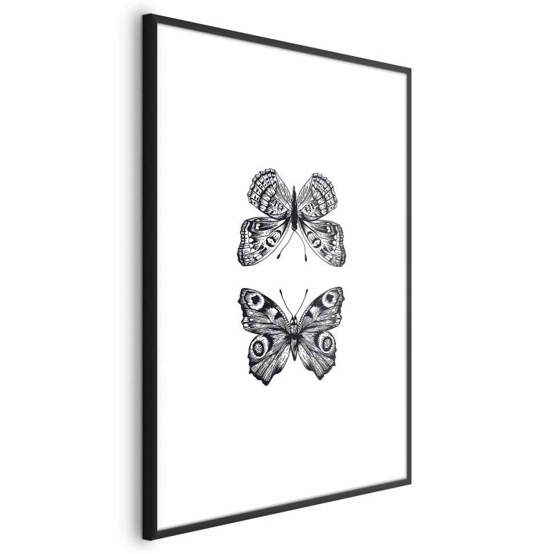 Plakat Artgeist Dwa motyle 40x60 cm z ramą czarną 1 szt
