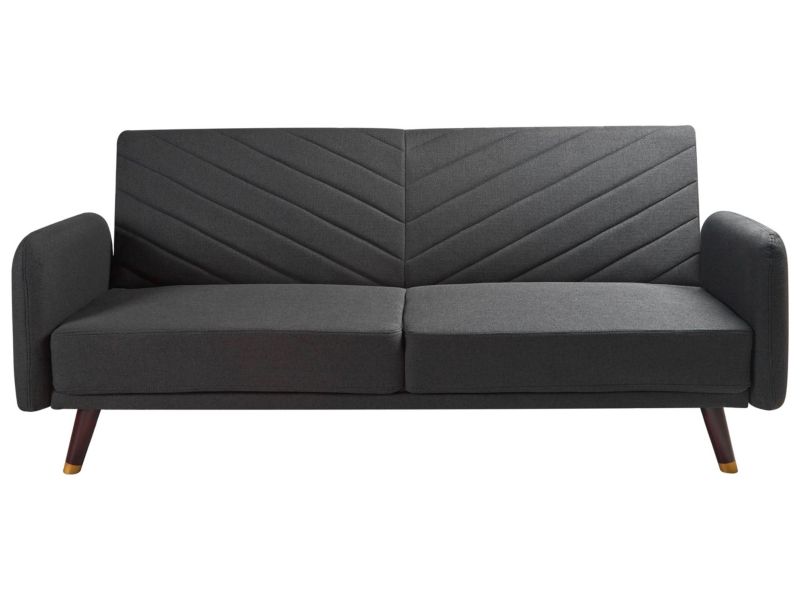 Sofa rozkładana Senja Czarny Len syntetyczny 1 szt.