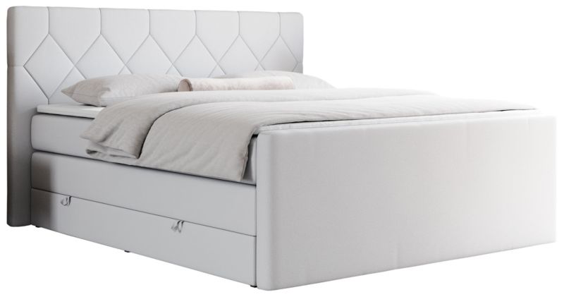Łóżko kontynentalne MKS Meble KING EIGAR 120x200 H3 biały ekoskóra 1szt.