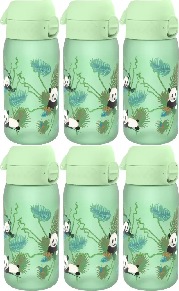 6x Bidon ION8 Pandas, recyclon/tritan, 350ml, zielony