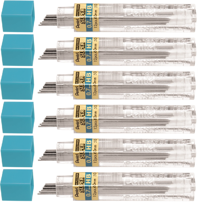 5x grafity ołówkowe Pentel, 0.7 mm, HB