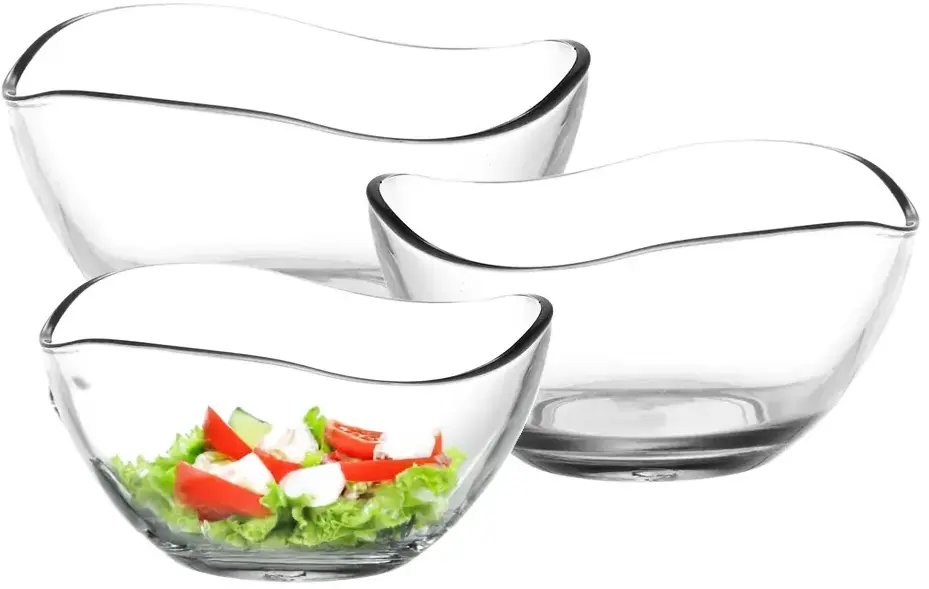 Salaterka szklana Altom Design, falowana, szkło, 3 sztuki, przezroczysty