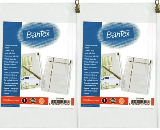 2x Koszulka z suwakiem Bantex, A5, 140μm, 10 sztuk, transparentny