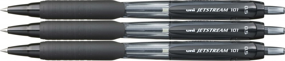3x Długopis automatyczny Uni SXN-101 Jetstream, 0.5mm, czarny