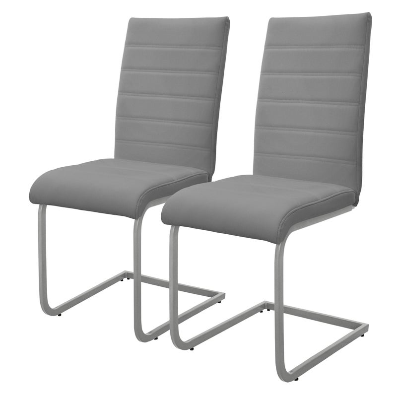 Zestaw 2 krzesel do jadalni ML-Design, szare, krzeslo obrotowe, krzeslo wspornikowe z wysokim oparciem, ergonomiczne krzesla kuchenne wykonane z