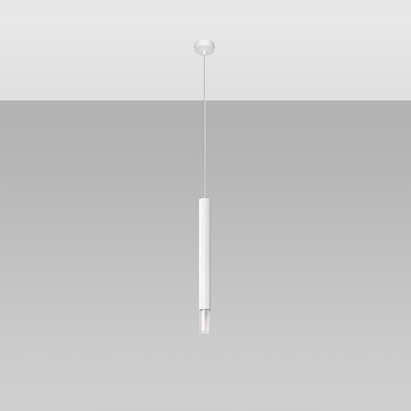 Lampa wisząca WEZYR 1 biała, nowoczesna - 8x8x120cm Sollux