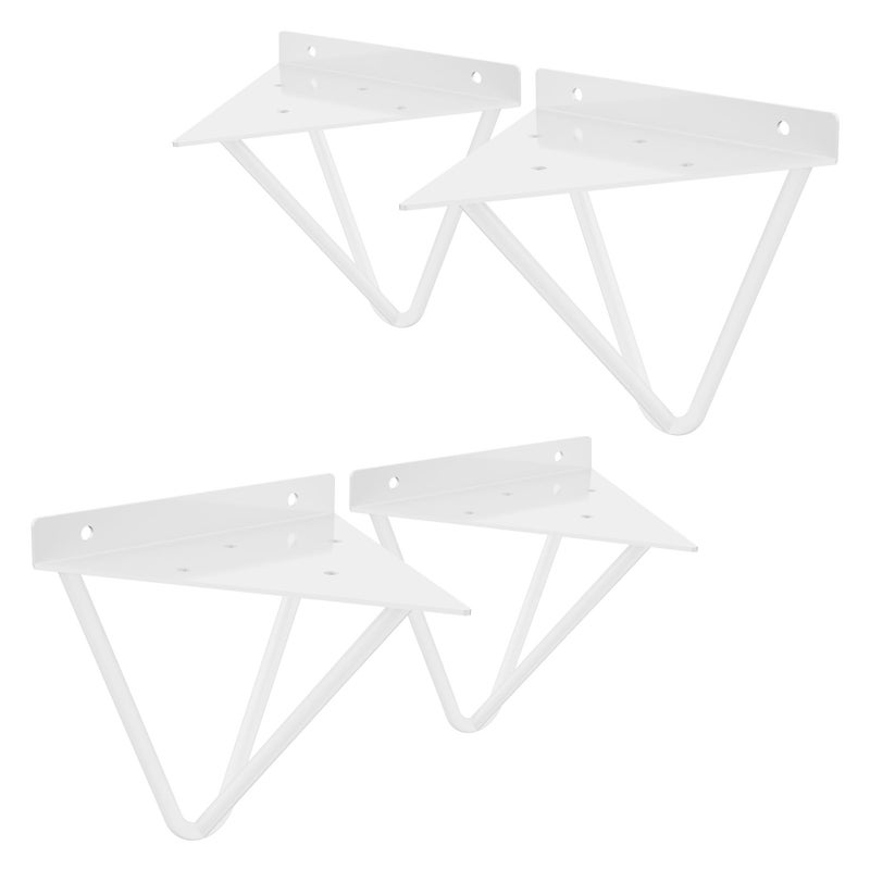 ML-Design 4 szt. wspornik pólki 160 mm, bialy, wykonany z metalu, trójkatne wsporniki pólki, plywajacy wspornik pólki pryzmatyczny wspornik pólki do