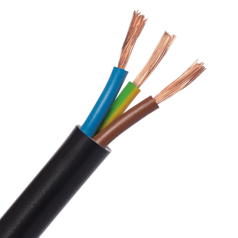 LEXMAN - H05VV-F 3G1.5 Przewód elektryczny - 3 x 1,5 mm² - 500 V - Polichlorek winylu (PVC) - Miedź - 8 mm - 25 m - Czarny