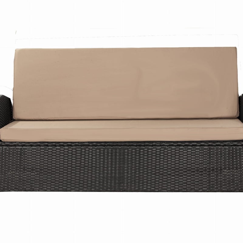 Komplet poduszkek na sofę rattanową 140x60x50cm Beżowa poduszki na meble zdejemowany pokrowiec Zestaw poduszek na meble ogrodowe technorattan