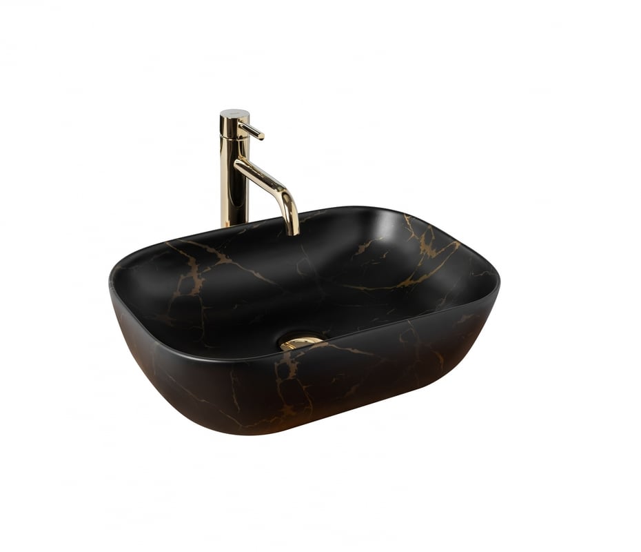 Umywalka nablatowa Rea Belinda Black Marble Mat