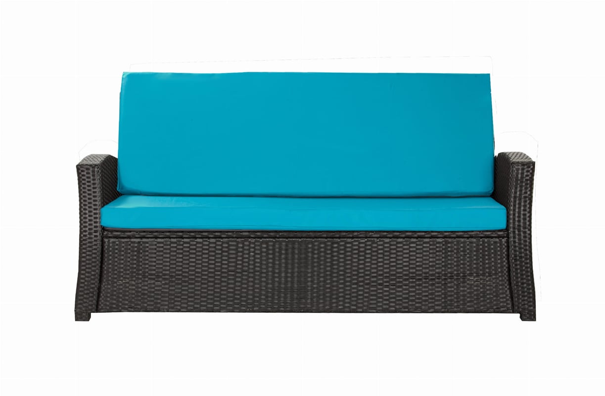 Komplet poduszkek na sofę rattanową 150x60x50cm Niebieska poduszki na meble zdejemowany pokrowiec Zestaw poduszek na meble ogrodowe technorattan