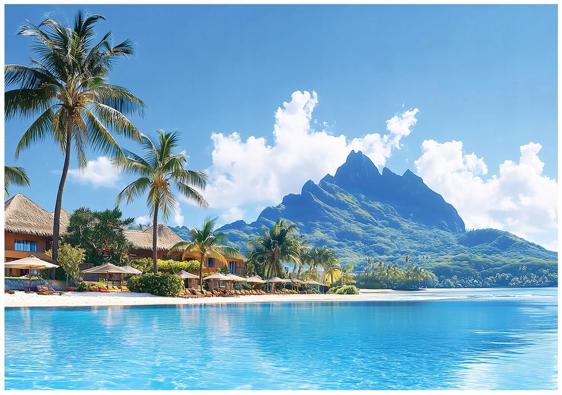 Fototapeta 3D Krajobraz Palmy Ocean 350x250 cm Tapeta Do Sypialni Salonu Kuchni Na Flizelinie