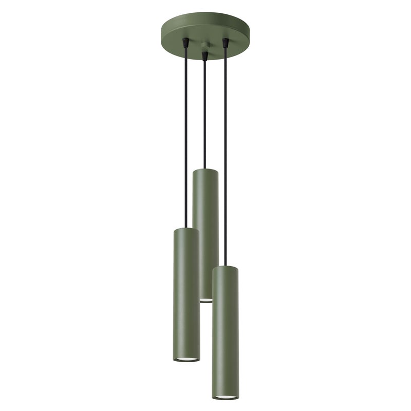 Lampa wisząca LAGOS 3P oliwkowa zieleń, strych - 19,5x19,5x108 cm Sollux