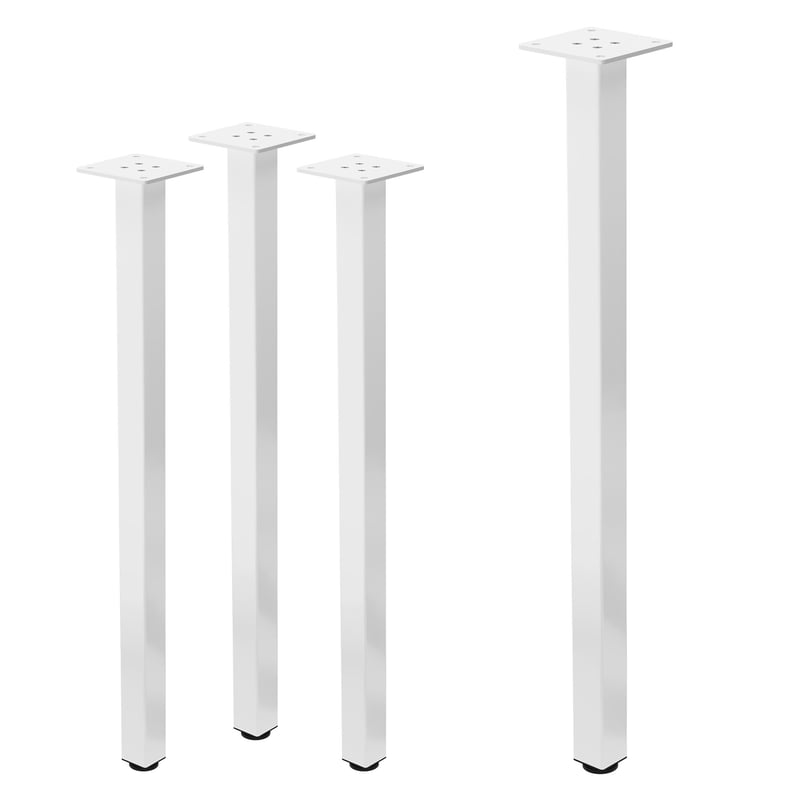 ML-Design zestaw 4 nóg stołowych I-Design 72 cm stal pokryta proszkowo bialy regulowane profil 4x4 cm do stolików biurek i blatów roboczych