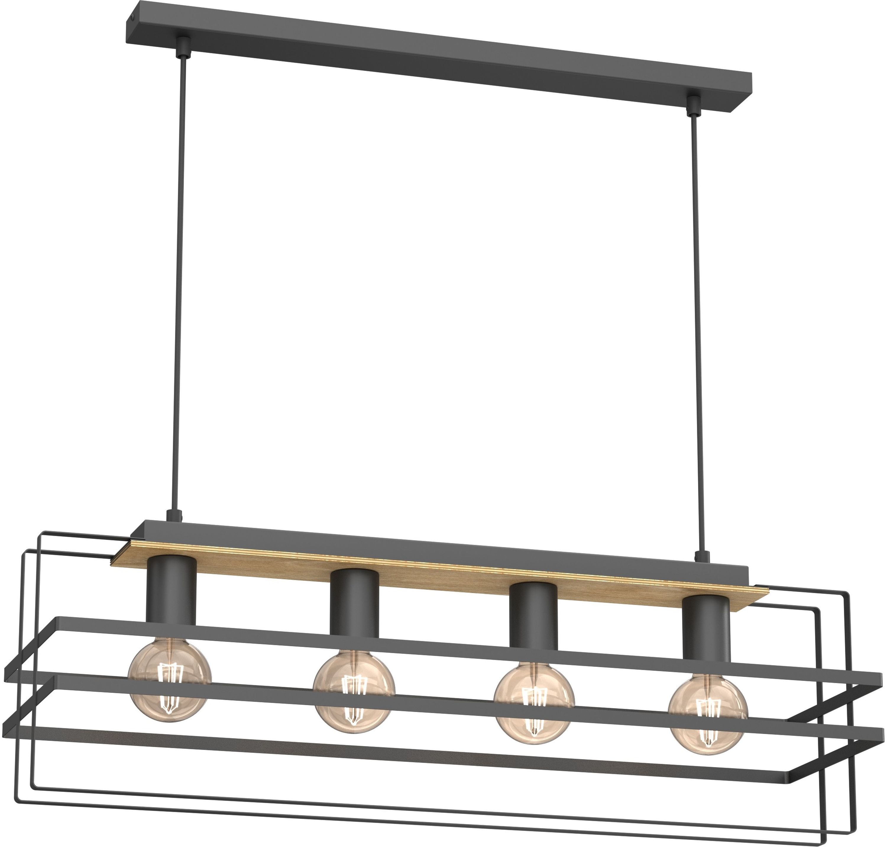 Luminex Kortez lampa wisząca 4x15W czarny/drewno 4455