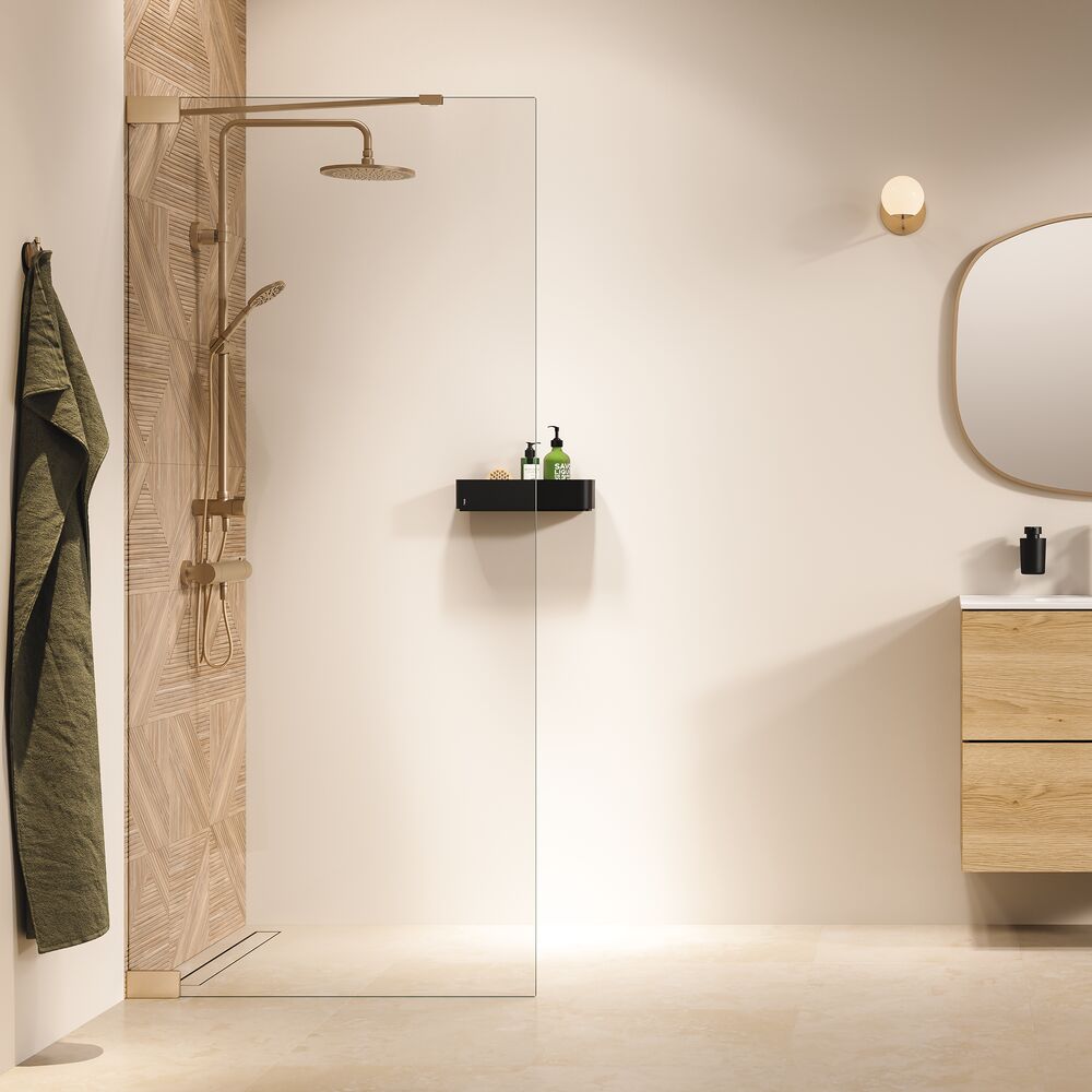 Sealskin Pure ścianka prysznicowa walk-in 90 cm złoty szczotkowany/szkło przezroczyste PU010906495100