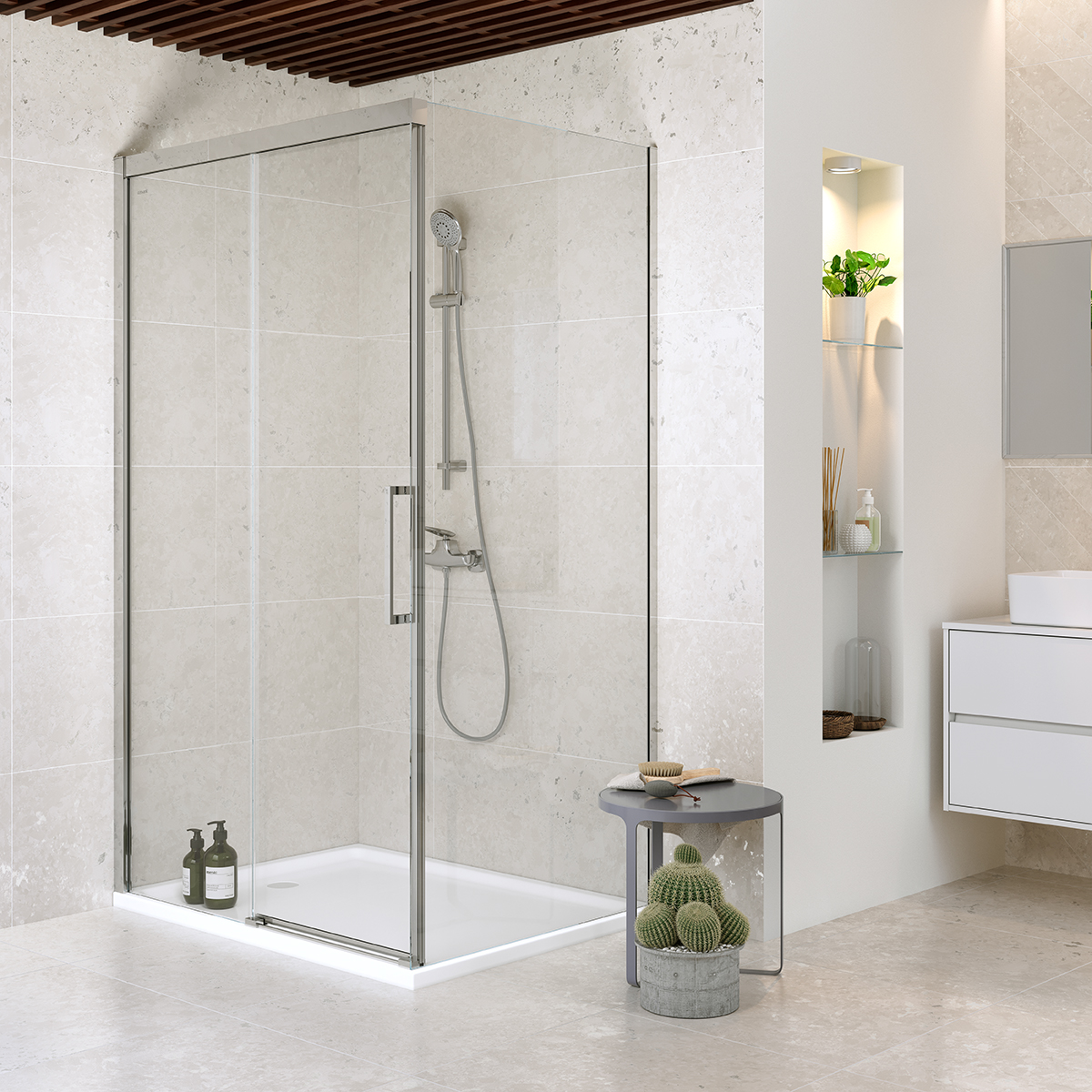 Cersanit Crea drzwi prysznicowe 120 cm chrom/szkło przezroczyste S159-007