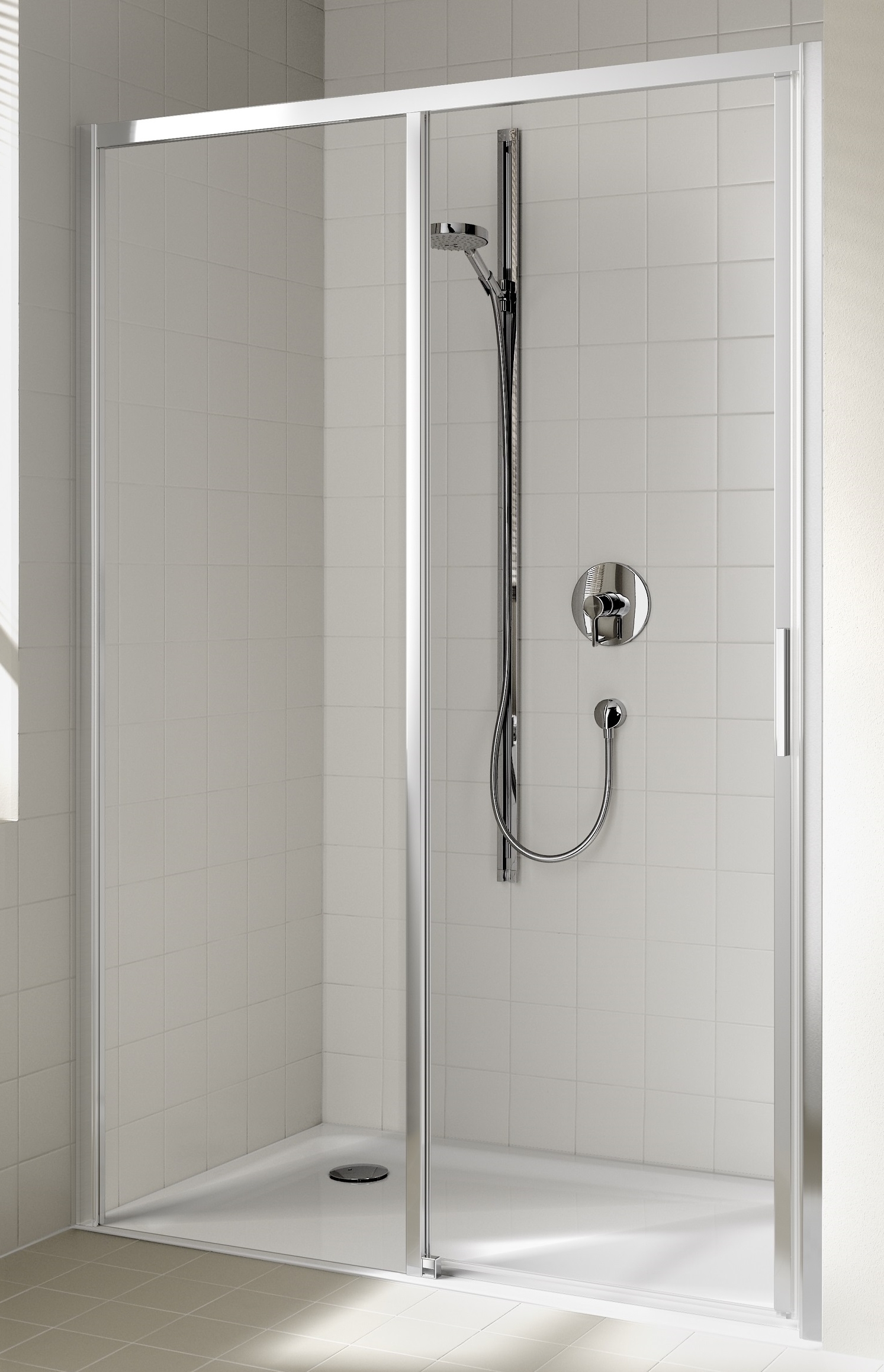 Kermi Cada XS drzwi prysznicowe 115 cm lewe srebrny wysoki połysk/szkło przezroczyste CKD2L11520VPK