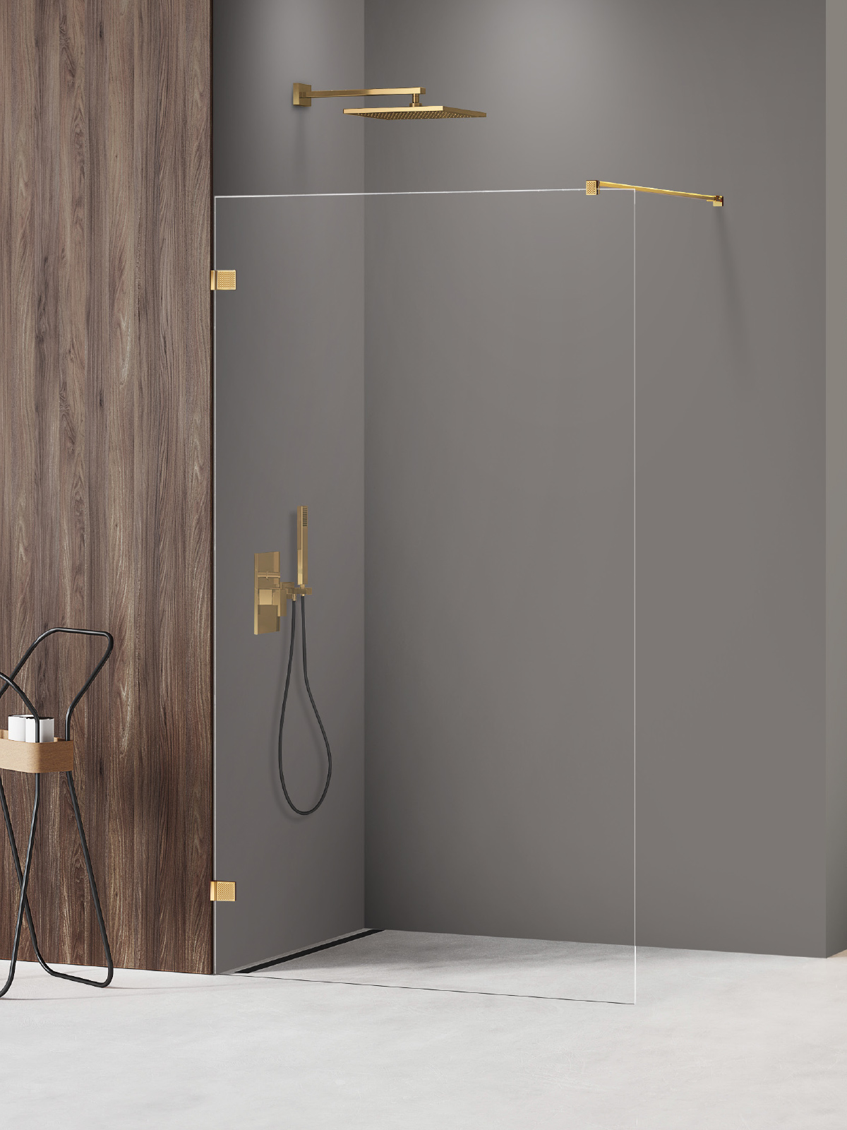 New Trendy Avexa Gold Shine XR ścianka prysznicowa walk-in 80 cm złoty połysk/szkło przezroczyste EXK-6977