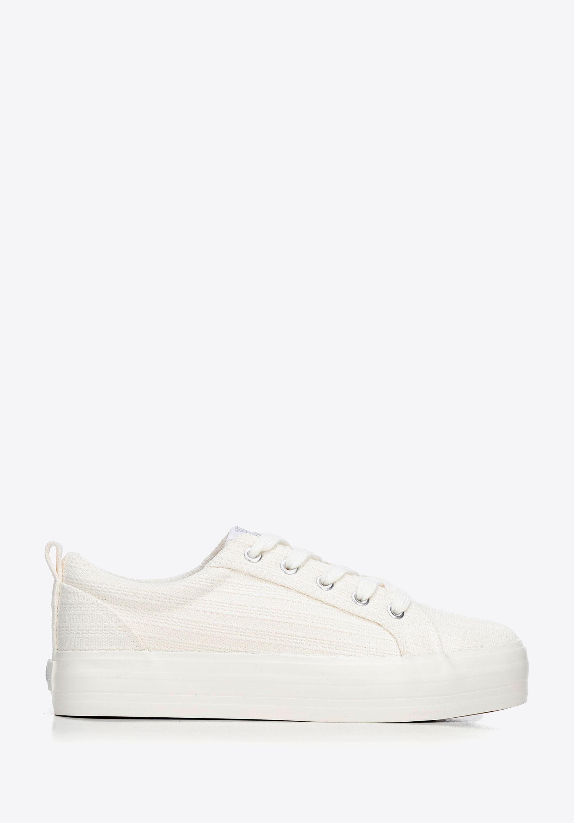 Damskie sneakersy na platformie kremowe