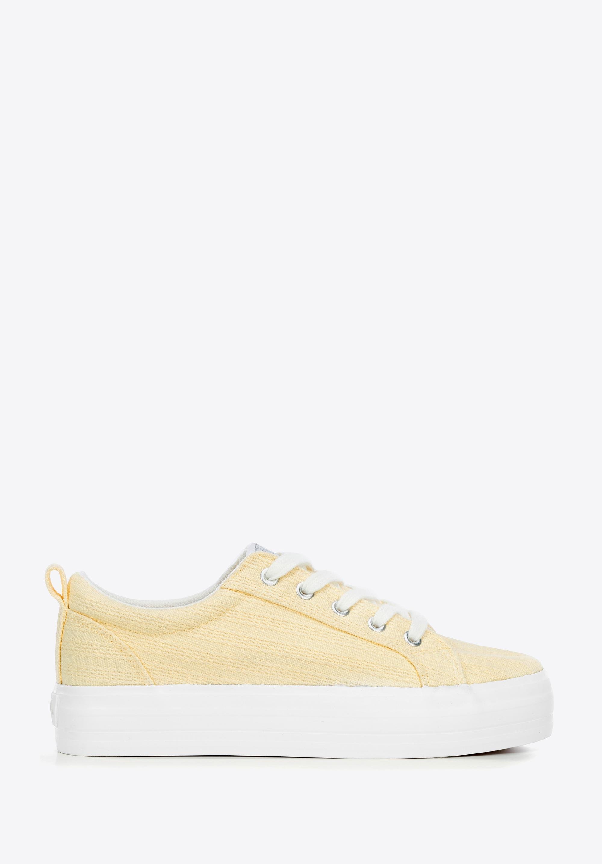 Damskie sneakersy na platformie żółte