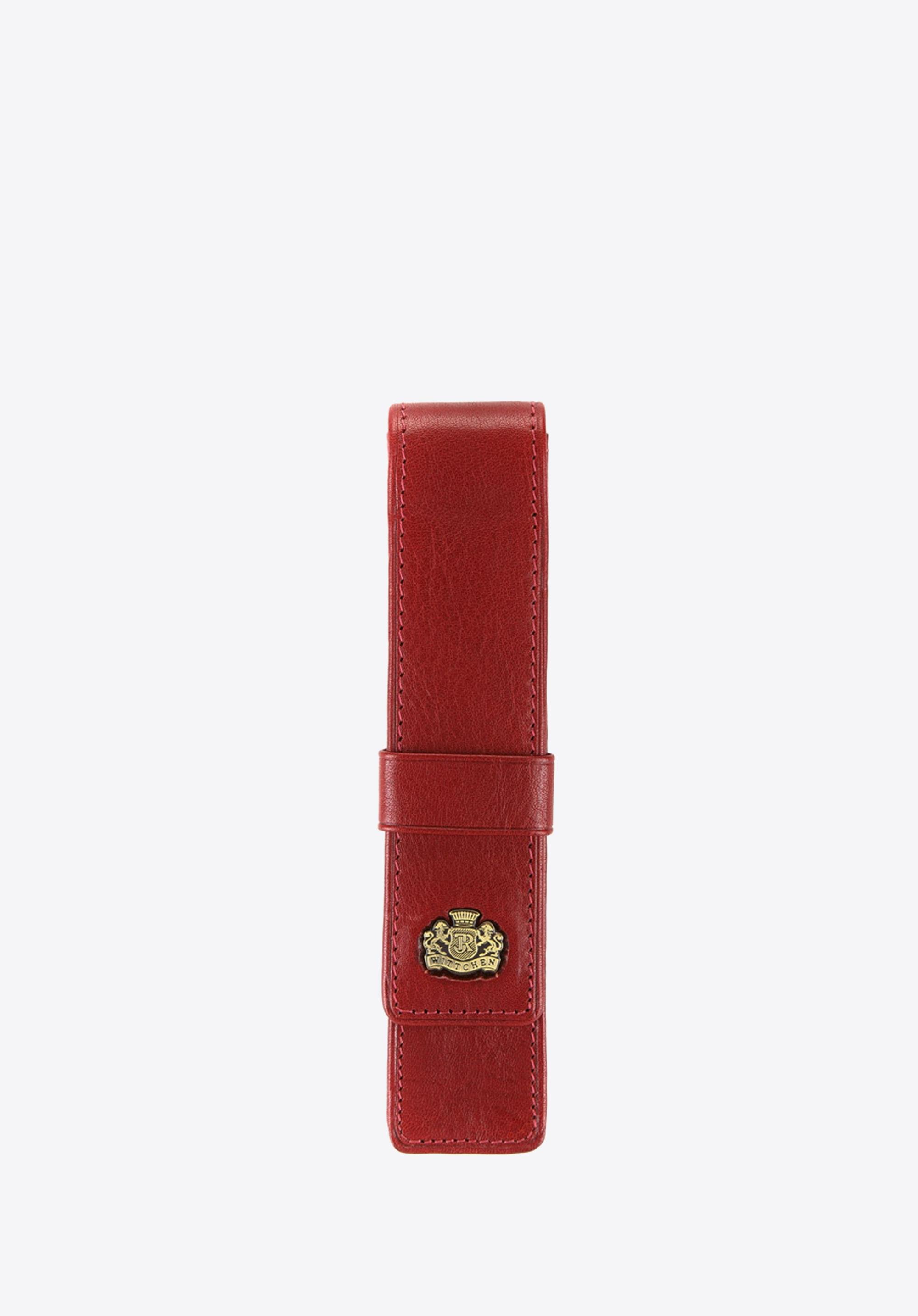 Etui na pióro skórzane z herbem czerwone