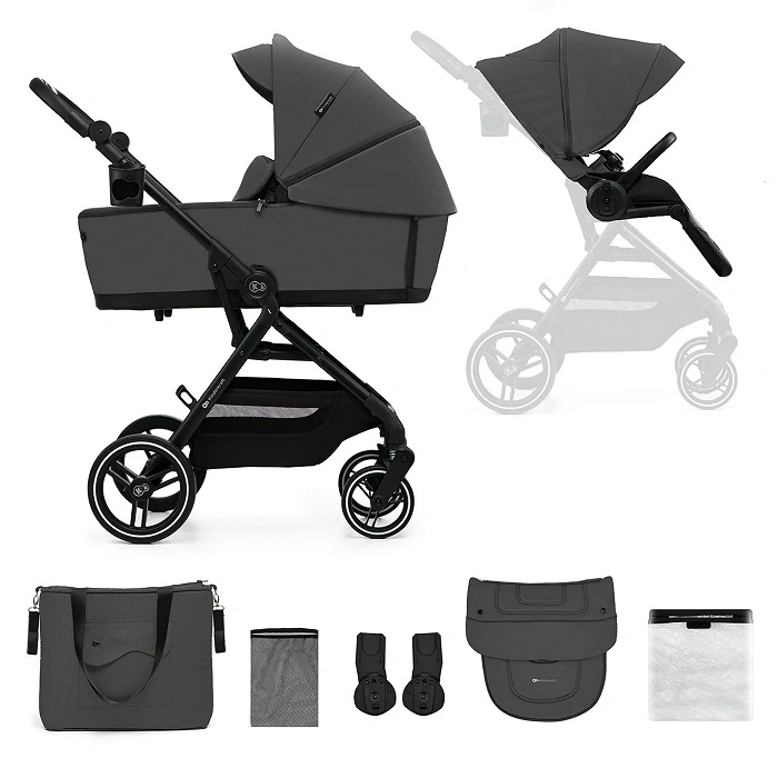 Kinderkraft Yoxi 2w1 - wózek głęboko-spacerowy-Moonlight Grey
