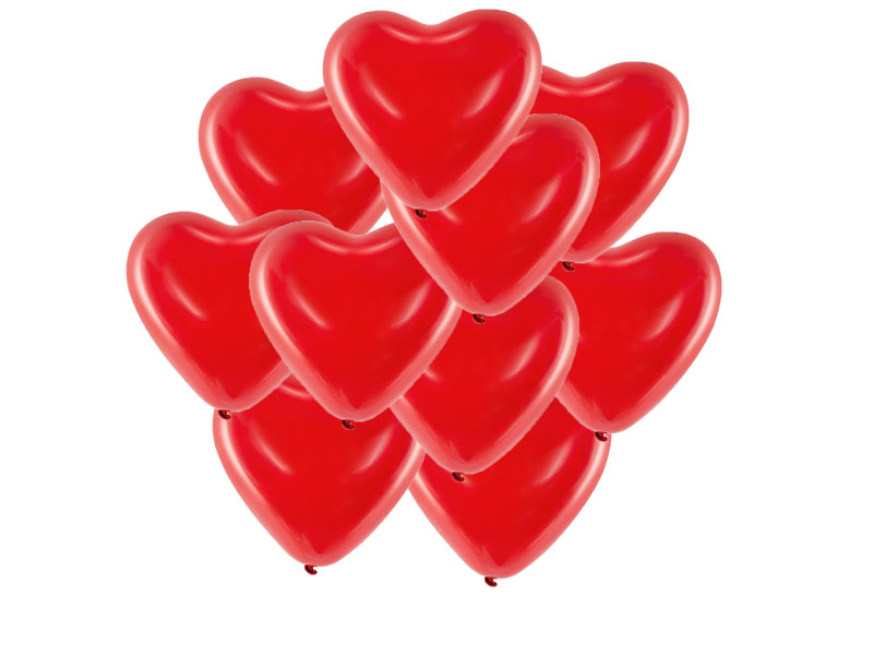 Balony w kształcie serca czerwone 10 szt.