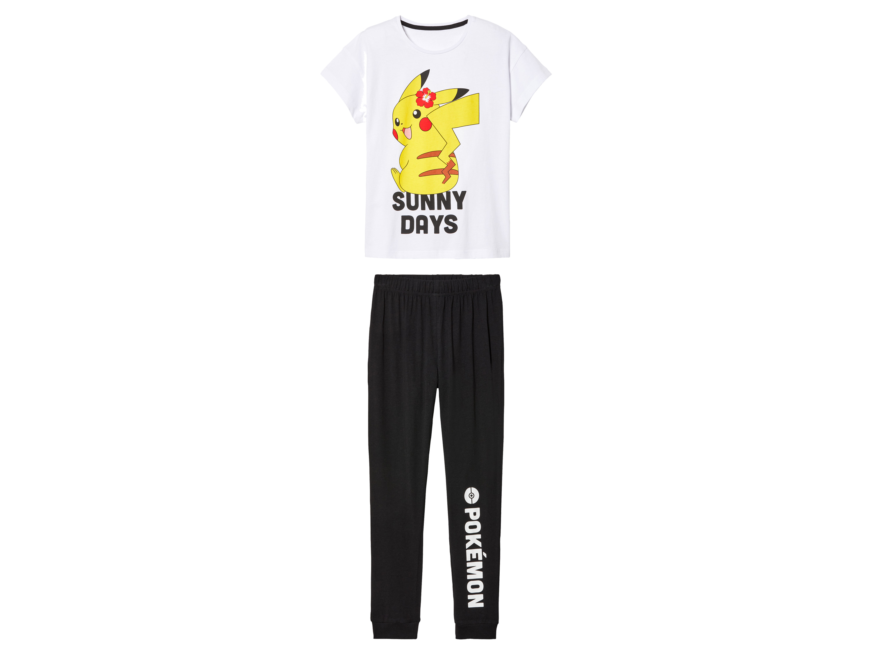 Piżama dziecięca z postaciami z bajek t-shirt + spodnie Wzór Pokémon, 146/152