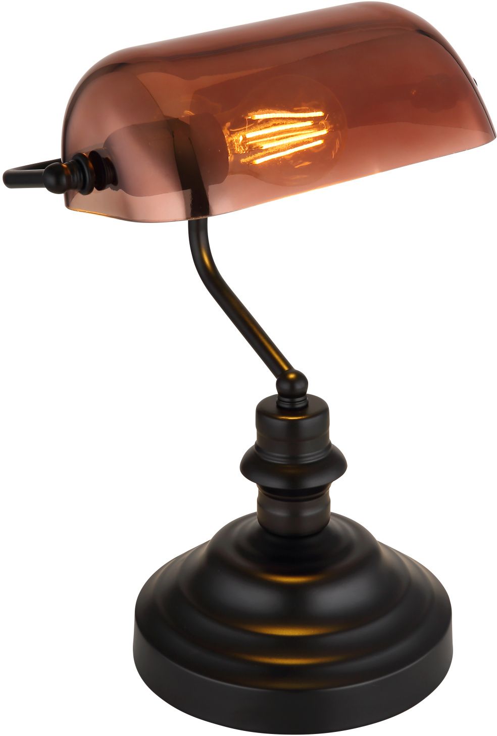 Darmowa Dostawa - Lampa stołowa 1x60 W czarna-przezroczysta-miedź Globo Lighting Antique 2491C