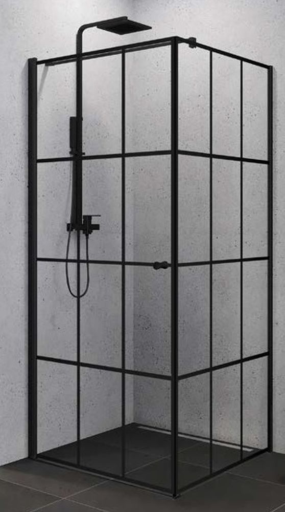Darmowa Dostawa - Kabina prysznicowa 90x90 cm kwadratowa czarny mat/szkło ze wzorem New Trendy Superia Black K0598